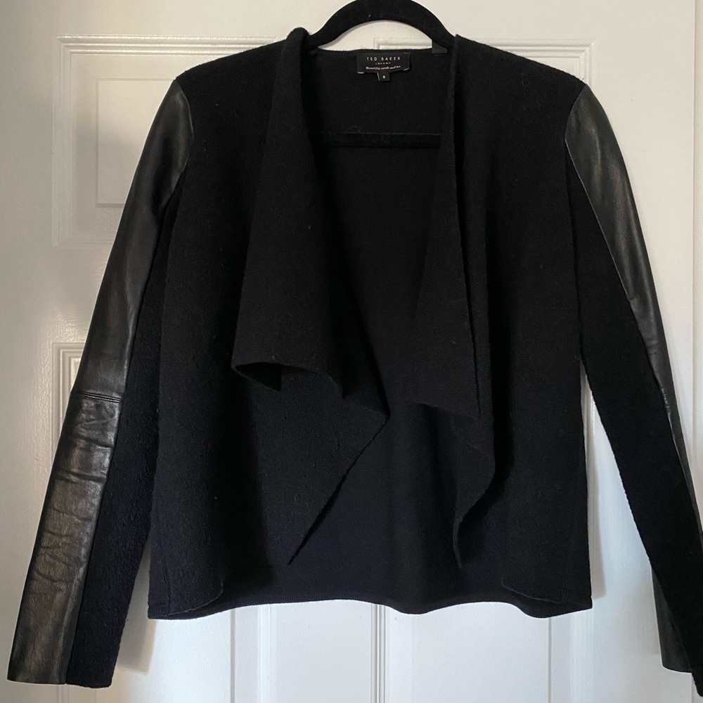 Ted Baker Wool and Leather cardigan jacket size S
